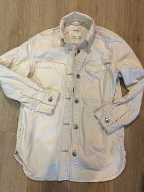 Abercrombie & Fitch Cream Button-Up Utility Jacket